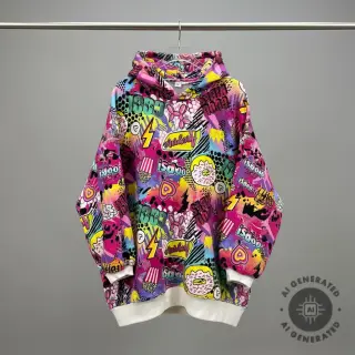 Sweat fabric Manga fuchsia digital print