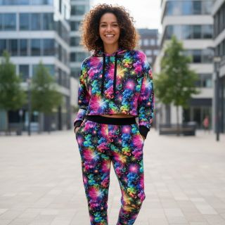 Sweat fabric Fire works design A digital print