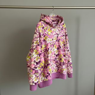 Sweat fabric Bright flowers design pink lime