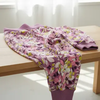 Sweat fabric Bright flowers design pink lime