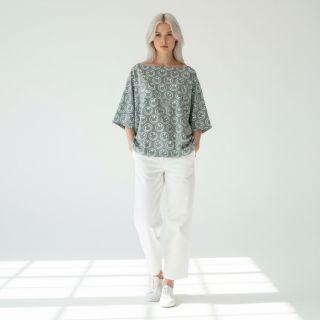 Jersey Happy faces sage digital print