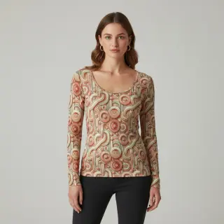 Jersey VISCOSE Unity orange digital print