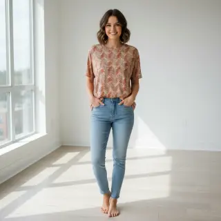 Jersey VISCOSE Structure beige digital print