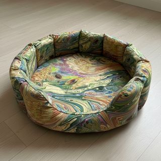 Faux fur Peacock green digital print