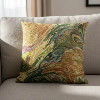 Faux fur Peacock green digital print