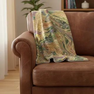 Faux fur Peacock green digital print