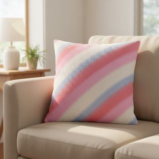 Faux fur Rainbow diagonal stripe