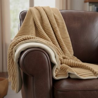 Faux fur Shadow stripes bronze