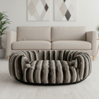 Faux fur Stripe dark brown