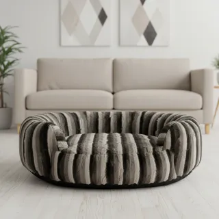 Faux fur Stripe dark brown