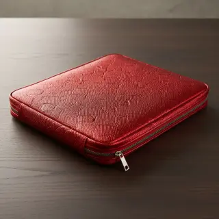 Faux leather SNAKE rouge metal