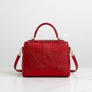 Faux leather SNAKE rouge metal