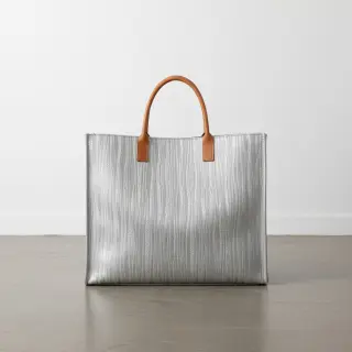 Faux leather ECORCE argent