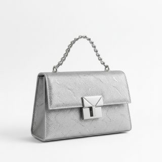 Faux leather SNAKE blanc argent