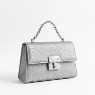 Faux leather SNAKE blanc argent