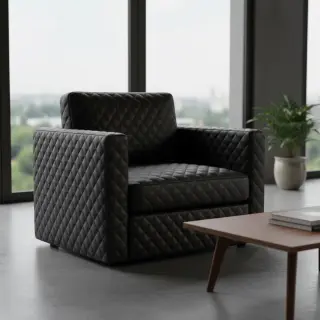 Faux leather MATELASSE noir