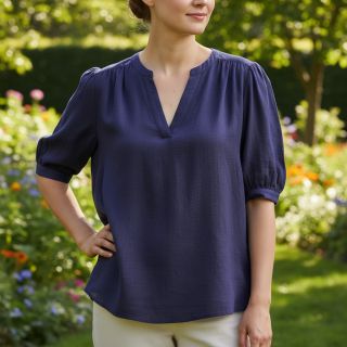 Linen viscose WASHED navy