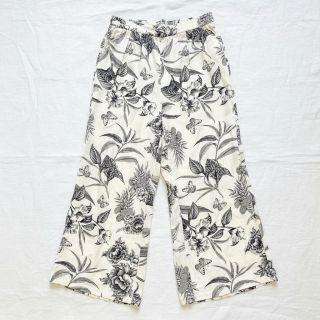 Linen viscose Floweria navy