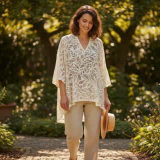 Linen viscose FOIL Leaves bronze