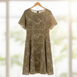 Linen viscose EMBROIDERY Flower Danielle pickle