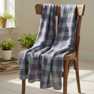 Linen viscose YARN DYED Square green