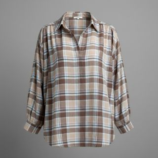 Linen viscose YARN DYED Checks taupe