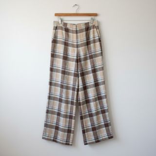 Linen viscose YARN DYED Checks taupe