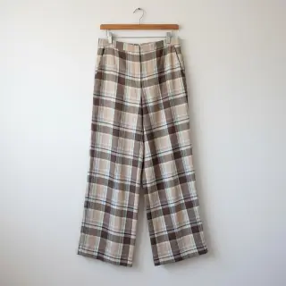 Linen viscose YARN DYED Checks taupe