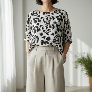 Linen viscose Cayena design A digital print