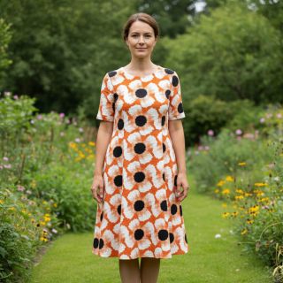 Linen viscose Waxflower design A digital print