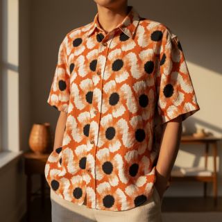 Linen viscose Waxflower design A digital print