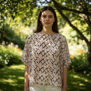 Linen viscose Ivy Diamonds design B digital print