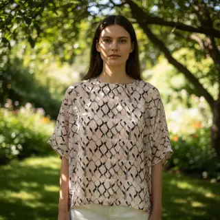 Linen viscose Ivy Diamonds design B digital print