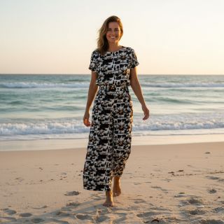 Linen viscose Daisy design A digital print