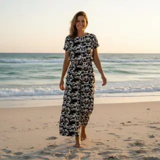 Linen viscose Daisy design A digital print