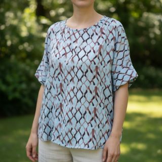 Linen viscose Ivy Diamonds design A digital print