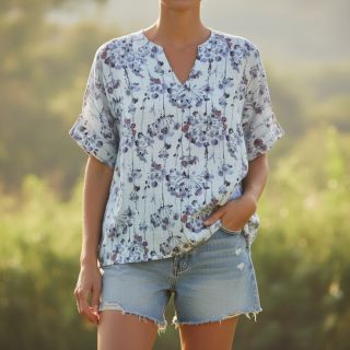 Linen viscose Agapanthus design B digital print