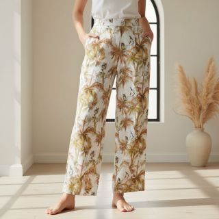 Linen viscose Crane bird design A digital print