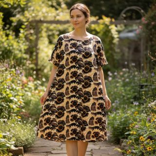 Linen viscose Sunlower design A digital print