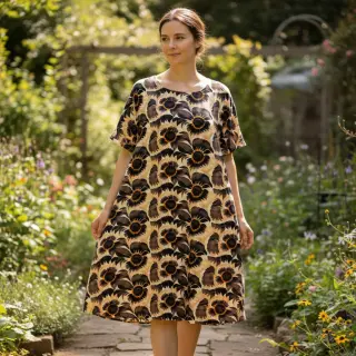 Linen viscose Sunlower design A digital print