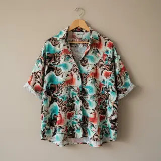 Linen viscose Paint chaos design B digital print