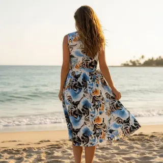 Linen viscose Paint chaos design A digital print