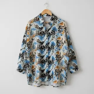 Linen viscose Paint chaos design A digital print
