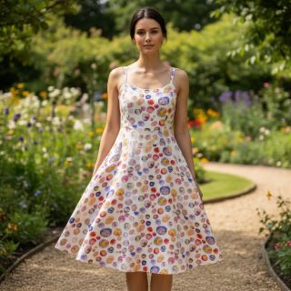 Linen viscose Natural Lin Livy blue digital print