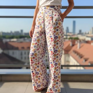 Linen viscose Natural Lin Livy blue digital print