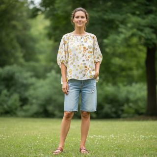 Linen viscose Natural Lin Livy yellow digital print