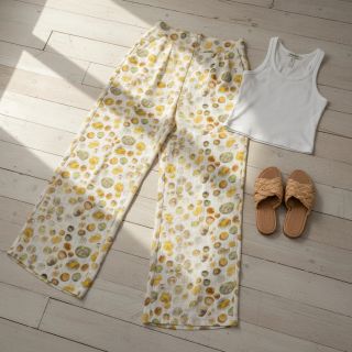 Linen viscose Natural Lin Livy yellow digital print