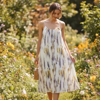 Linen viscose Natural Lin Lina green digital print