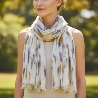 Linen viscose Natural Lin Lina green digital print