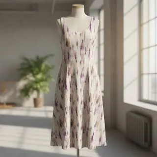Linen viscose Natural Lin Lina purple digital print